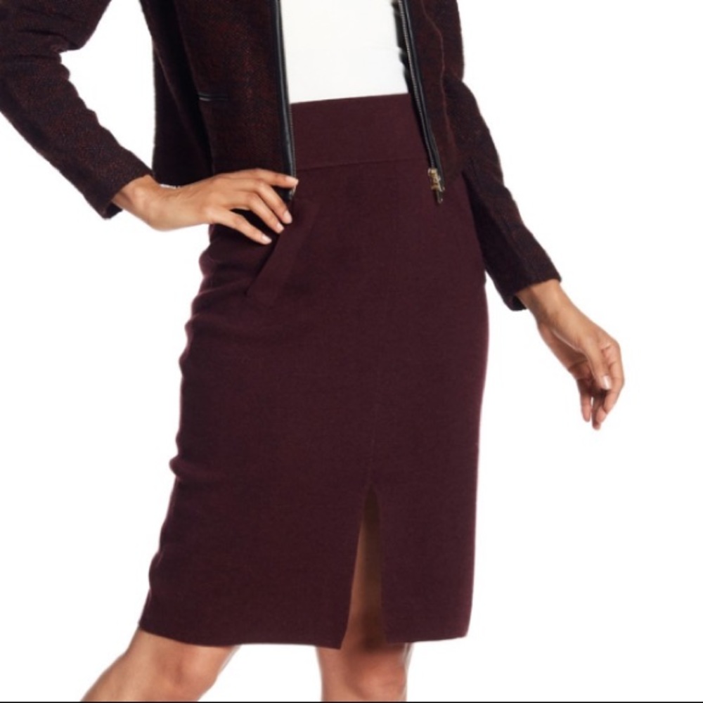 Club Monaco Burgundy Sundith Wool Skirt XS